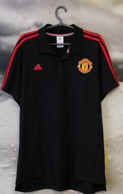 Adidas Manchester United Polo Black Red Men's Size 2XL Soccer 3-Stripes Crest